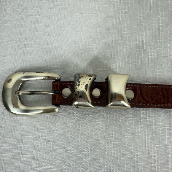 Vintage B.B. Simon Brown Alligator Print Leather Belt size Large - Picture 8 of 15